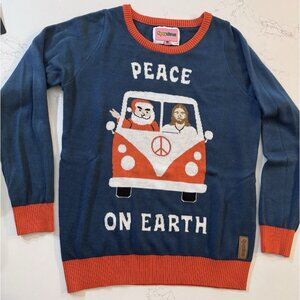 Tipsy Elves Women’s Medium Sweater Peace On Earth Pullover Jesus Christmas Santa